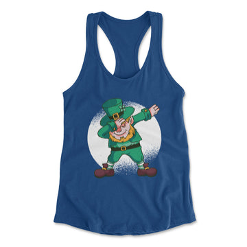 Leprechaun Dabbing Womens Racerback Tank in Royal color